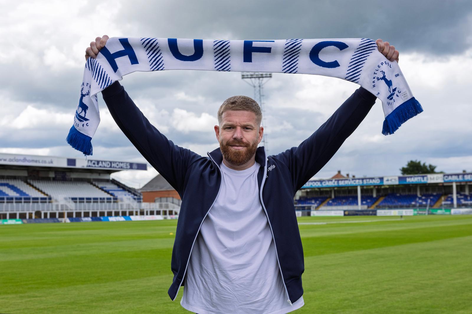 Adam Clayton at Victoria Park following his appointment as Assistant First Team Head Coach at Hartlepool United.