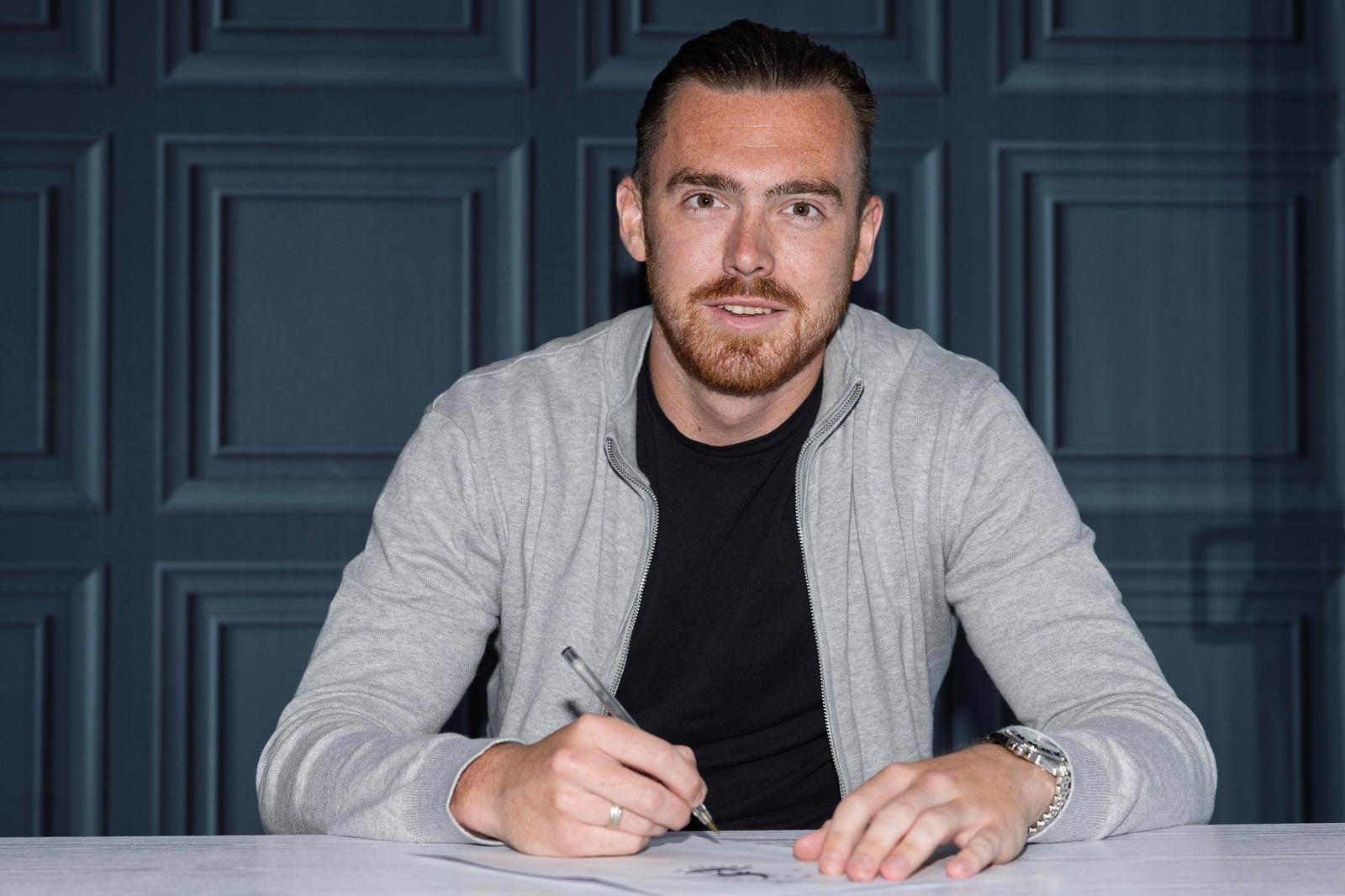 Jack Nolan at Victoria Park after agreeing a two-year contract with Hartlepool United until June 2028.
