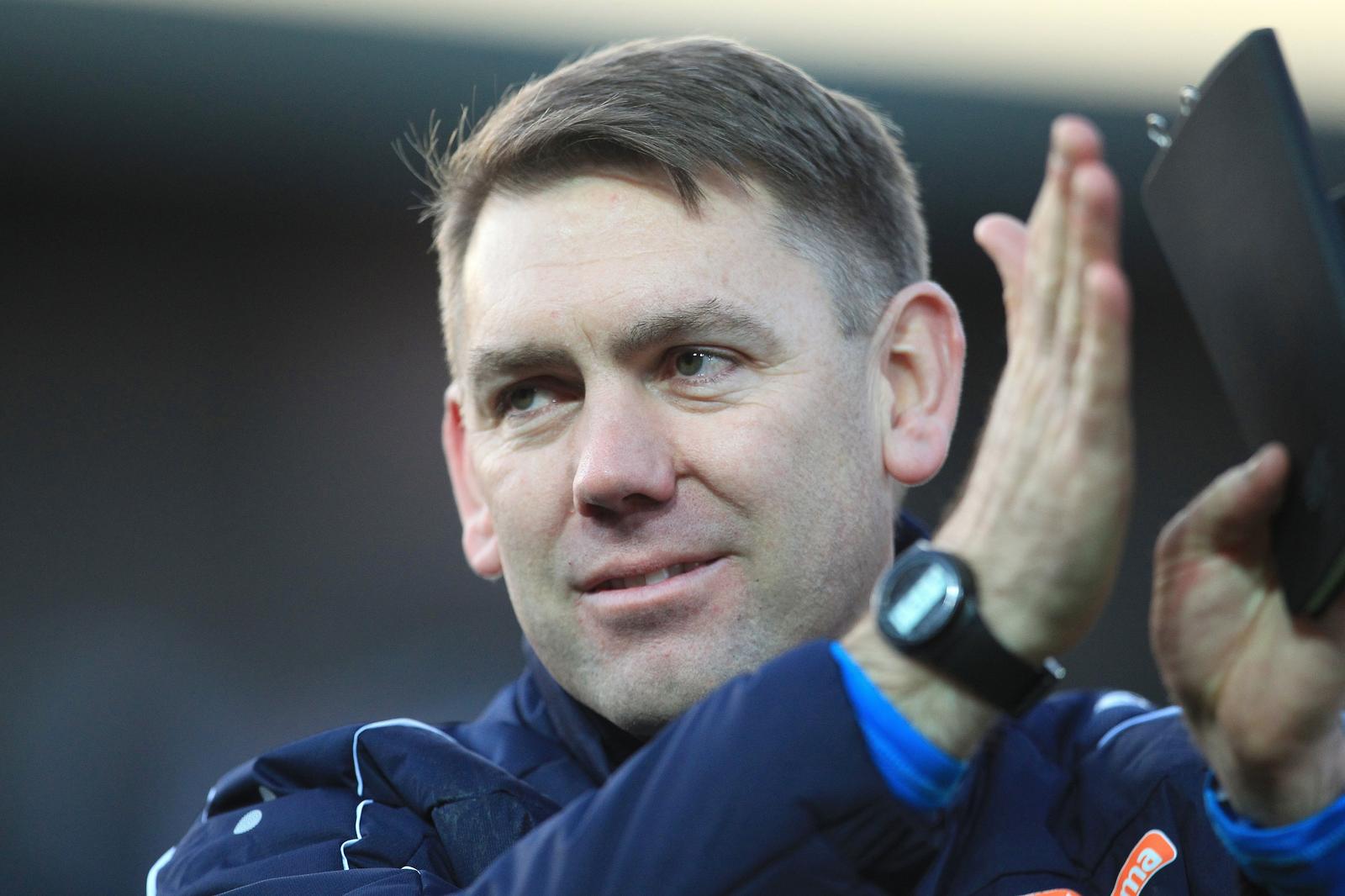 EXETER, ENGLAND - DECEMBER 1STAll smiles Hartlepool United Dave Challinor after the FA Cup match between Exeter City and Hartlepool United at St James' Park, Exeter on Sunday 1st December 2019. (Credit: Mark Fletcher | MI News) Photograph may only be used for newspaper and/or magazine editorial purposes, license required for commercial use.  NOT FOR RESALE