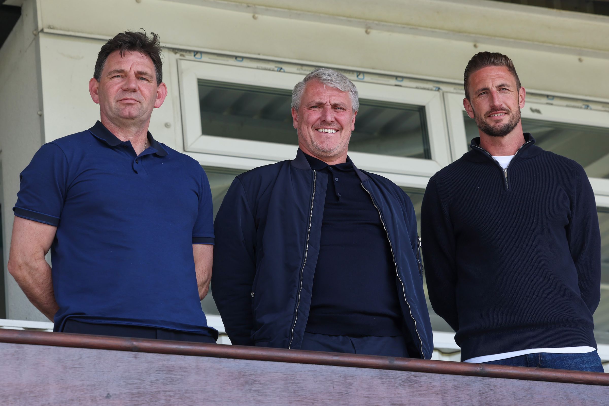 Lee Clark, Chris Beech and Gary Liddle at the Prestige Group Stadium following their appointments within Hartlepool United’s First Team football structure ahead of the new season. (Photo: Mark Fletcher | MI News)